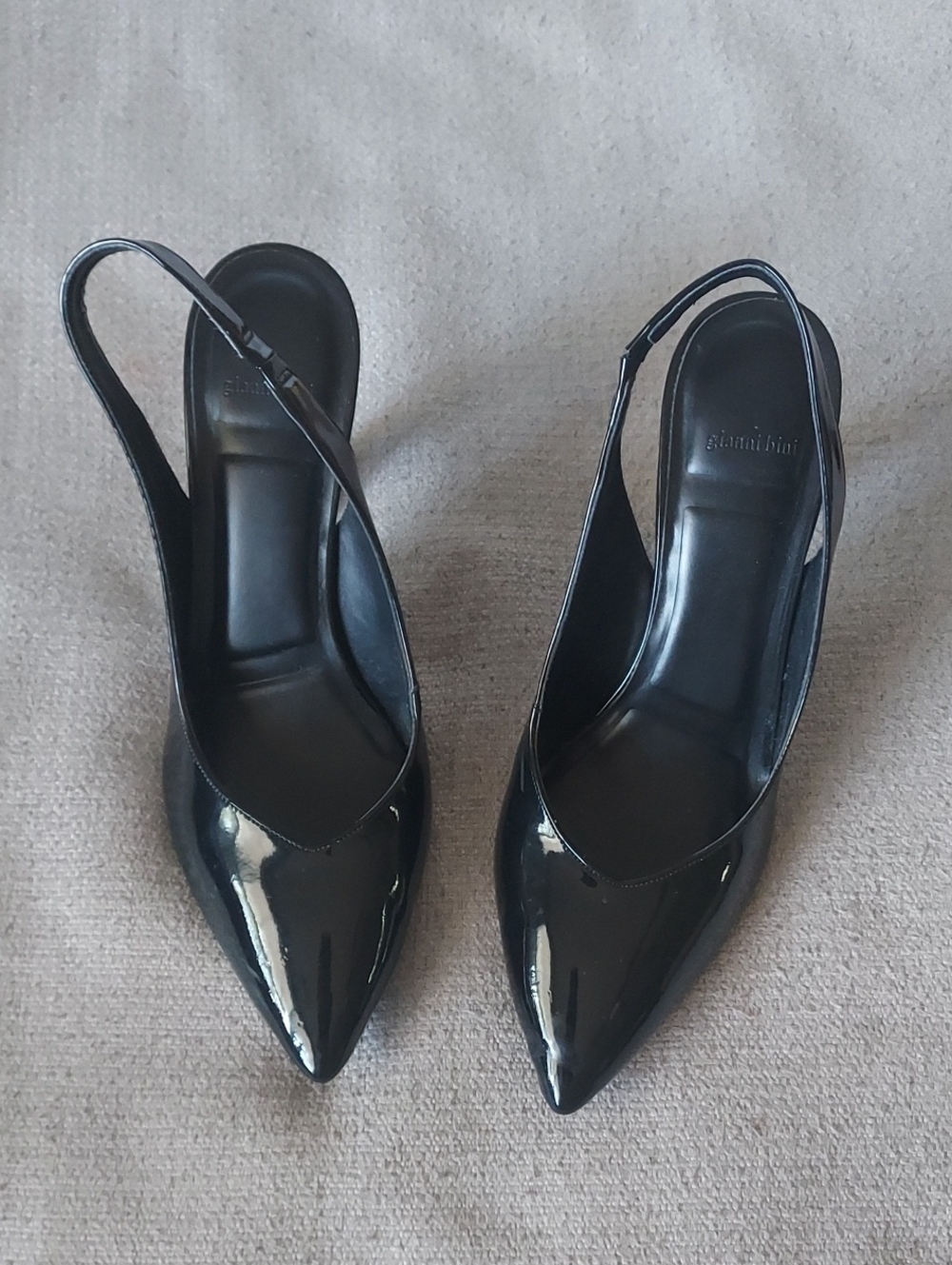 Gianni Bini Black Patent Pointed Slingback Pumps Sz-9.5